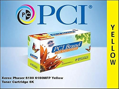 PCI Brand Compatible Toner Cartridge Replacement for Xerox 113R00725 Phaser 6180 6180MFP Yellow Toner Cartridge 6K Yield