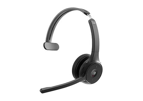 Cisco Headset 721, Wireless Single On-Ear Bluetooth Headphones, Webex Button, USB-A HD Bluetooth Adapter, Soft Case, Carbon Black, 2-Year Limited Liability Warranty (HS-WL-721-BUNA-C) Carbon Black Adjustable Contemporary