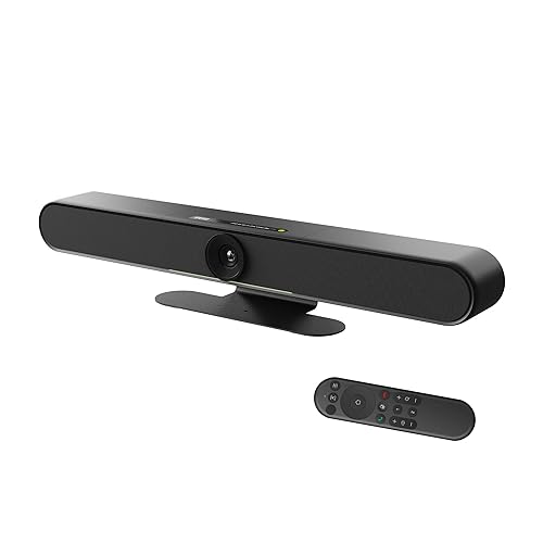 IPEVO VC-B4K UHD 4K Video and Audio Conference Room Camera System, All-in-One Video Bar, Voice Detection and Auto Framing, 6 MEMS Mic/20W(2x10W) speakers/120°FOV, Smartphone/Laptop/Tablet - Black