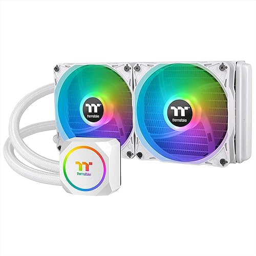 Thermaltake TH240 ARGB Motherboard Sync Snow Edition Intel LGA1700 Ready/AMD AM5 All-in-One Liquid Cooling System 240mm High Efficiency Radiator CPU Cooler CL-W301-PL12SW-B, White ARGB 240mm White