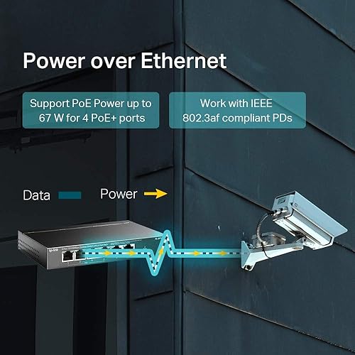 TP-Link 6 Port Fast Ethernet 10/100Mbps PoE Switch 4 PoE+ Ports @67W Plug & Play Sturdy Metal w/Shielded Ports Extend Mode Priority Mode (TL-SF1006P) 6 Port w/ 4-Port PoE+ 6 Port w/ 4 Port PoE+