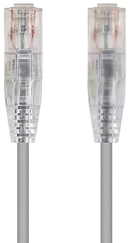 Monoprice Cat6 Ethernet Patch Cable - Snagless, Stranded, 550MHz, UTP, CMR Rated, 28AWG, 5 Feet, Gray - SlimRun Series 5 Feet Gray