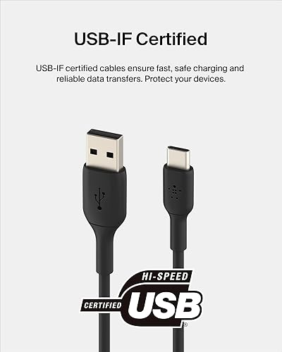 Belkin CAB001bt3MBK 9.8-Foot Boost?Charge USB-C to USB-A Cable, black, 3 m Black USB-C to USB-A (PVC)