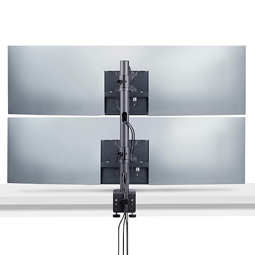 StarTech.com Desk Mount for 2X Vertically Stacked Monitors, Dual 49, Total 70lb (32kg), C-Clamp, VESA, 16:9/32:9, TAA
