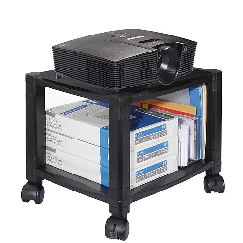 Kantek PS510 2-Shelf Mobile Printer Stand, Holds up to 75-Pounds, 17 x 13.25 x 14.13-Inches (Black)