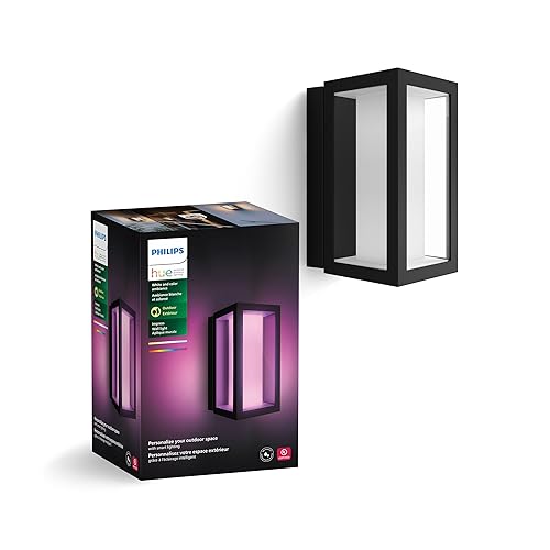 Philips Hue Impress Outdoor Wall Light (Hardwired), (6.1 x 9.4 in) White & Color Light, Voice Control with Alexa, Apple Home & Google Assistant, Bridge Required?
