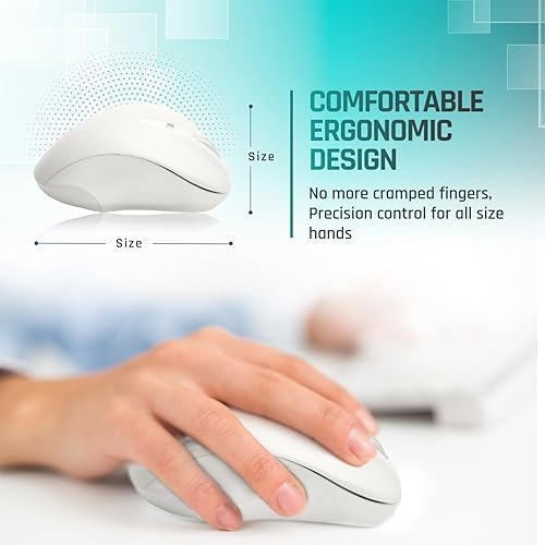 Matias Premium Wired USB-C PBT Computer Mouse - High Precision, Ergonomic Design - Left Right Hand Use - Home and Office Use - Compatible for PC, MacBook, Chromebook, Laptop, Desktop - (White)