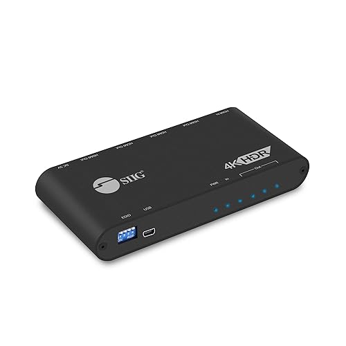 SIIG 1x4 HDMI 4K HDR Splitter - 4K@60Hz, HDCP 2.2, 18Gbps, Auto Scaling, Cascadable, Firmware Upgradable, 1 in 4 Out, TAA Compliant (CE-H22Y11-S1) 1 to 4