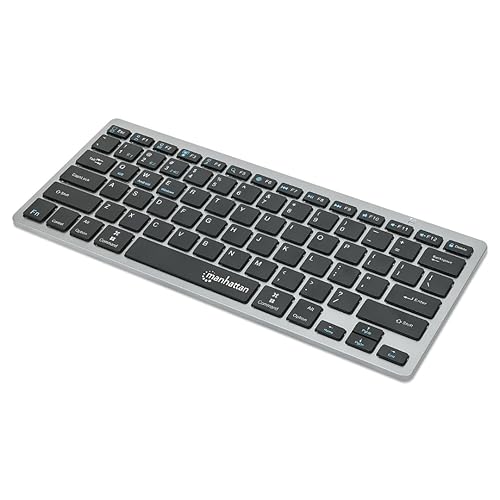 MANHATTAN Small Bluetooth Wireless Keyboard - Dual Modes of 2.4G + Bluetooth 4.2 - Connects Up to 3 Devices – Slim Mini Size – for Tablet, Mac, iPad, Android, Windows –3 Yr Mfg Warranty –180559