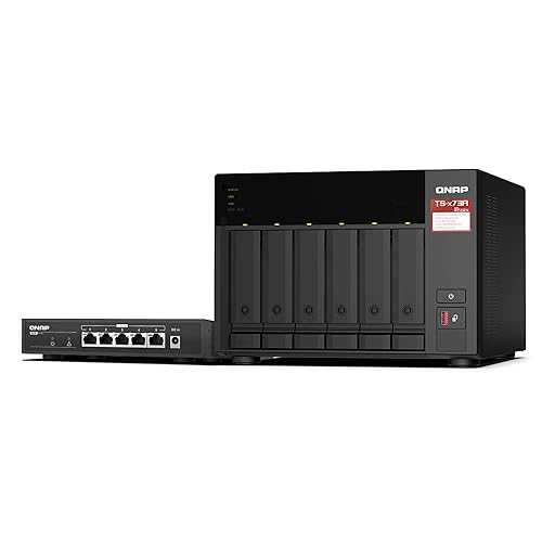 QNAP TS-673A 6-Bay AMD Ryzen Quad-Core 2.5GbE NAS with QSW-1105-5T 5-Port 2.5GbE Unmanaged Switch