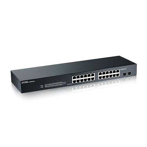 Zyxel 24-Port Gigabit Switch | Smart Managed | Rackmount and Fanless | VLAN, IGMP, QoS GS1900-24