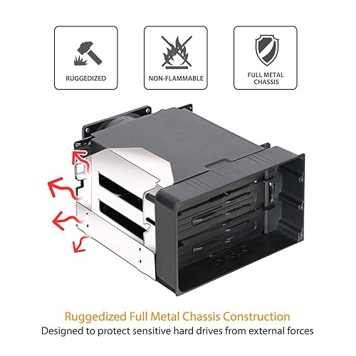 ICY DOCK Tray-Less Hot Swap Removable 3 x 3.5 Inch SATA/SAS HDD Docking Enclosure Mobile Rack in 2 x 5.25 Inch Drive Bay (Include 3X SATA Cables) | flexiDOCK MB830SP-B