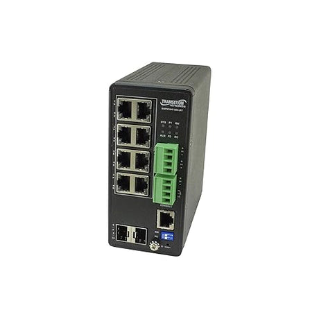 Transition Networks - SISPM1040-582-LRT - Transition Networks Managed Hardened Gigabit Ethernet PoE++ Switch - 8 Ports - Manageable - TAA Compliant - 4 Layer Supported - Modular - Optical Fiber,