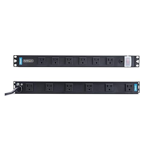 StarTech.com 12-Outlet Rackmount PDU, 1U Server Power Strip, Wide-Spaced Right-Angle Ports, Mounted Power Distribution Unit