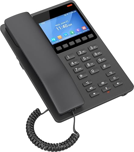 Grandstream GHP631 Desktop Hotel Phone, 3.5in Color LCD, PoE, Black