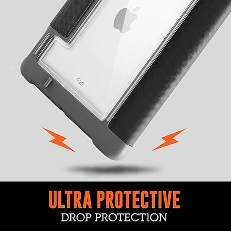 STM Dux Plus Duo iPad Case 7th/8th/9th Gen 10.2-inch ipad case - Maximum Drop Protection and Clear Back, Storage for Apple Pencil or Logitech Crayon with Magnetic Battery Saving On/Off Cover- Black Black iPad 9th/8th/7th Gen