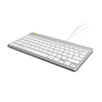 R-Go Compact Keyboard, with Break Software, Ergonomic Flat Design, Anti-RSI, USB-C/A Wired, Compatible with Windows/Mac OS, QWERTY (US), Multi-Media Keys, White