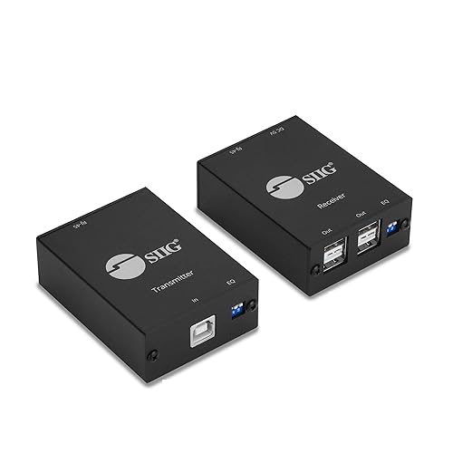 SIIG 4-Port USB 2.0 Extender Over CAT5e/6 Cable 264ft(80m) - Plug and Play, High Speed Transfer, for PC, Surveillance, Video Conference, Gaming (JU-EX0311-S1)