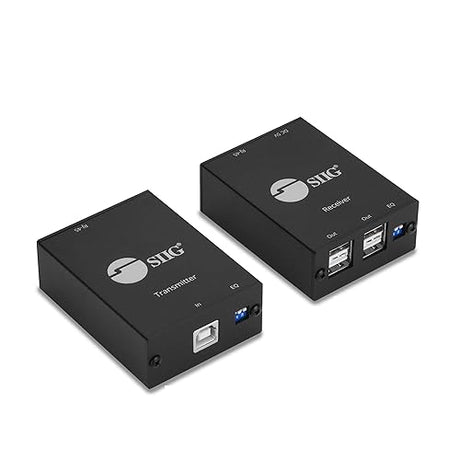 SIIG 4-Port USB 2.0 Extender Over CAT5e/6 Cable 264ft(80m) - Plug and Play, High Speed Transfer, for PC, Surveillance, Video Conference, Gaming (JU-EX0311-S1)