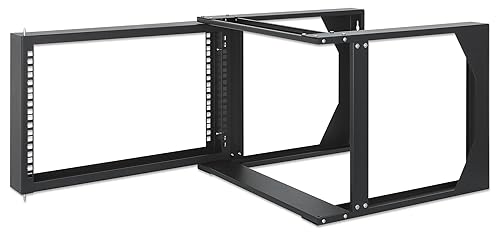 Intellinet 6U 19 2 Post Open Frame Server Wall Mount Rack - 180 Degree Gate Swing, Flatpacked, Antistatic Powder Coated Steel – for IT Network Equipment & AV Devices – 3 Yr Mfg Warranty – 716178 6U 2 Post - Flatpacked
