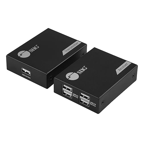 SIIG 4-Port USB 2.0 Extender 492ft Over Cat6/ 7 Cable, Cat5e Cable up to 330ft, Plug and Play, High Speed Transfer, for PC, Surveillance, Video Conference, Gaming (JU-EX0411-S1)