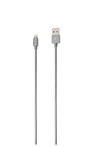 iStore Braided Lightning Aluminum Sync/Charge Cable, 4 Feet Length, Durable Apple Standards, Space Gray (ACC994CAI)