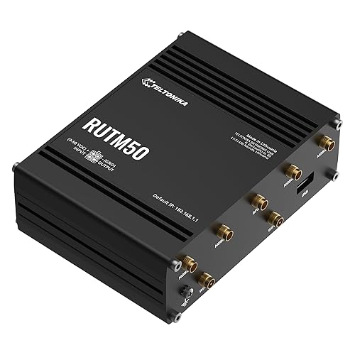 Teltonika RUTM50000000 Model RUTM50 Cellular 5G Router; Speeds of up to 3.4 Gbps; Dual SIM with Auto-failover; Backward Compatible with 4G (LTE Cat 19); for USA and Canada Carriers; Auto APN