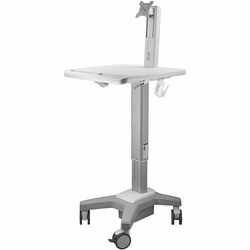 Amer Mounts Light Pedestal Medical Cart with Display Mount (Max Load 34.17 lbs) - 34.17 lb Capacity - 4 Casters - Steel, Aluminum Alloy, Plastic - 24.06 Width x 25.98 Depth x 65.08 Height - For 1 Devices - 34 Screen Supported (MCLP1MH)
