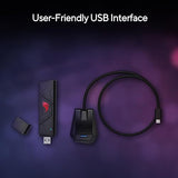 ASUS ROG USB-BE92 Tri-Band BE6500 WiFi 7 USB Adapter, 6GHz Band, Support 4096-QAM, Multi-Link Operation (MLO), Compatible with Type A and C, WPA3 Network Security