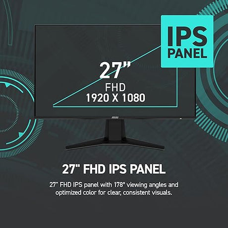 MSI G275L E14 27-inch 1920 x 1080 (FHD) Gaming Monitor, 144Hz, AMD Adaptive-Sync, HDR Ready, HDMI, VGA Port,VESA Mountable, Tilt, 4-Side Slim Bezel, 1ms, Black