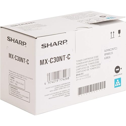 Sharp Mxc30ntc Cyan Toner Cartridge for Use in Mxc250 Mxc300p Mxc300w Mxc301w ES