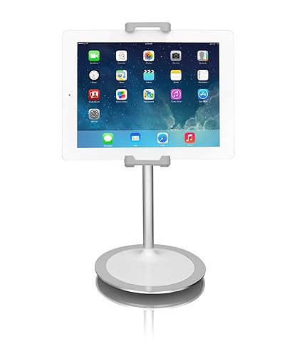 Aluratek Adjustable Desktop Smartphone & Tablet Stand, Holder for iPhone, Android, iPad, & Most Tablet Sizes (AUCH06F), Silver