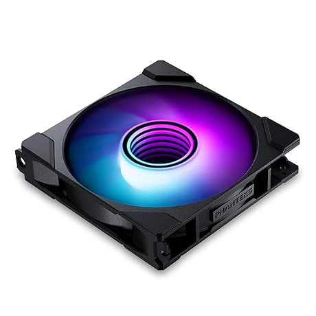 Phanteks M25-120 Gen2 Reversed Blade, 120mm ARGB High Performance Cooling Fans, Daisy-Chain Unified Fan Frame, Infinity Mirror hub, Single Cable Connection, Black