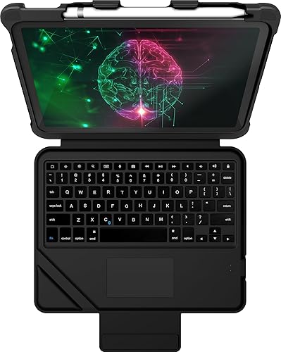 STM Goods Dux Bluetooth Keyboard Trackpad for iPad 10th Generation, Bluetooth Connected Keyboard - Rugged, Rubberized Drop Protection, Trackpad, Apple Pencil 1 or Logitech Crayon Storage - Black