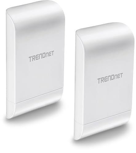 TRENDnet 10dBi Wireless N300 Outdoor PoE Preconfigured Point-to-Point Bridge Bundle Kit, 2 x Preconfigured Wireless N Access Points, IPX6 Rated Housing, TEW-740APBO2K, White