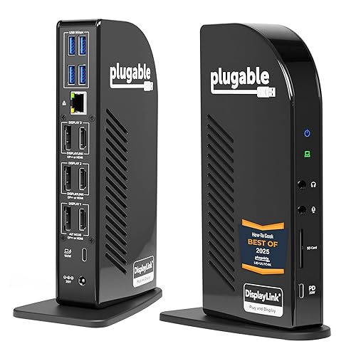 Plugable 13-in-1 USB C Docking Station 4K Triple Monitor with 100W Power Delivery | USB C Dock for Windows, Mac, ChromeOS, Thunderbolt | Driver Required | 3X HDMI and 3X DisplayPort (UD-ULTC4K)