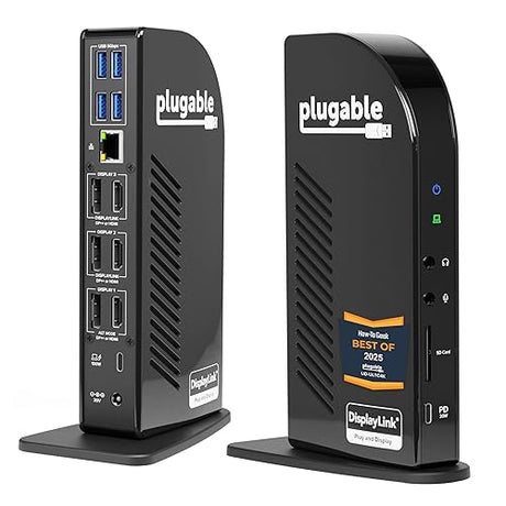 Plugable 13-in-1 USB C Docking Station 4K Triple Monitor with 100W Power Delivery | USB C Dock for Windows, Mac, ChromeOS, Thunderbolt | Driver Required | 3X HDMI and 3X DisplayPort (UD-ULTC4K)