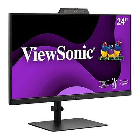 ViewSonic VG2441V 24 Inch 1080p IPS Video Conferencing Monitor with Integrated Windows Hello Certified IR 5MP Webcam, Built-in Microphone, Advanced Ergonomics, USB C, HDMI, and DisplayPort Inputs