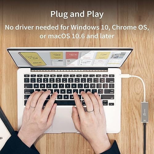 j5create USB-C to 2.5G Ethernet Adapter, RJ45 LAN 2.5 Gigabit Network to USB Type C/Thunderbolt Converter, Compatible for MacBook Pro/Air, Tablets, Dell XPS, Surface Pro 7 (JCE145)