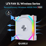 Lian Li UNI Fan SL-Wireless 120 - Single Pack (Reverse Blade) Performance ARGB Fan Without Wireless Connector, Daisy-Chain Design, Customizable Lighting Effects, Low-Noise - White (12RSL1W1W)