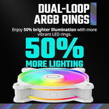 Cooler Master MasterFan MF120 Halo² White 3in1 PC Case|Liquid Cooler|Air Cooler Fan, Dual Loop Gen 2 ARGB LEDs Rings, Dynamic PWM 120mm 2,050 RPM, Air Balance Blades, Hybrid Frame (MFL-B2DW-213P2-R2)