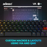 Adesso EasyTouch 1000 RGB Multi-OS Mini Mechanical Keyboard, Wired/Wireless/Bluetooth, QMK/VIA Programmable, Hot-Swappable, Red Switches, Copilot AI Key, Mac/Windows Compatible