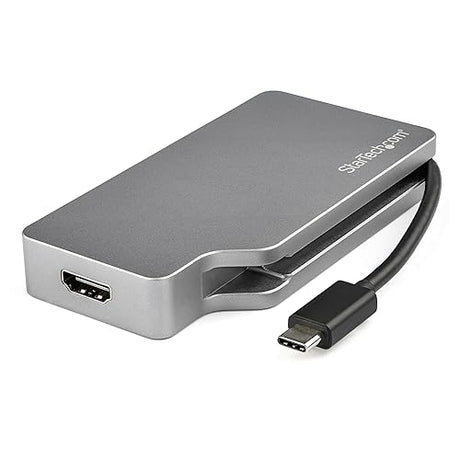 StarTech.com USB C Multiport Video Adapter w/HDMI, VGA, Mini DisplayPort or DVI - USB Type C Monitor Adapter to HDMI 2.0 or mDP 1.2 (4K 60Hz) - VGA or DVI (1080p) - Space Gray Aluminum (CDPVDHDMDP2G)