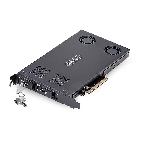 StarTech.com Dual-Bay M.2 NVMe SSD to PCIe x8 Removable Mobile Rack; PCI Express Bifurcation Required; Tool-Less Install