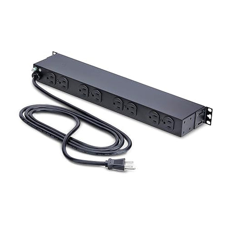 StarTech.com 14-Outlet Rackmount PDU, 1U Server Power Strip, 6X Front and 8X Rear Ports, Mounted Power Distribution Unit