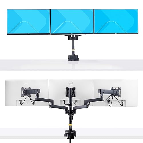 StarTech.com Triple Monitor Desk Mount for Up to Three 27in Screens, VESA 75x75/100x100, Tool-Less Arm Adjustments