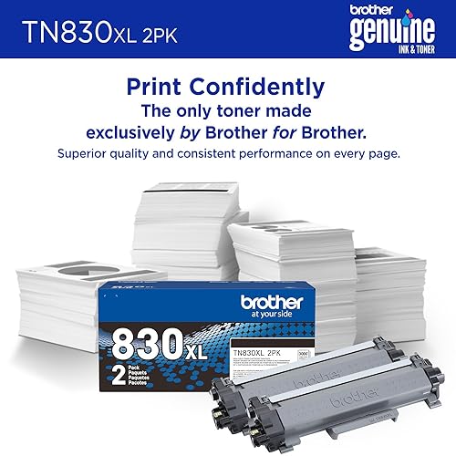 Brother Genuine TN830XL2PK High Yield Black Toner Cartridge 2-Pack for 6,000 Pages