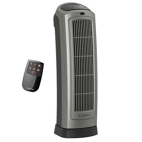 Lasko 5538 Ceramic Tower Heater with Remote Control, 8.5l x 7.25w x 23h
