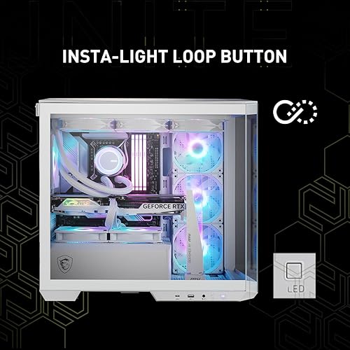MSI MAG PANO M100R PZ White Micro ATX Gaming Case, Support Back-Connect Motherboard, 270-degree Panoramic Display, 4 aRGB Fans MAG PANO M100R PZ White White mATX