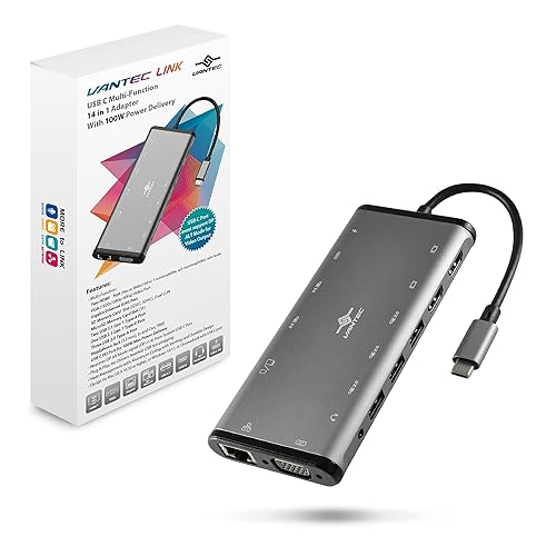 Vantec Link USB C Multi-Function 14 in 1 Adapter with 100W Power Delivery (CB-CU305MDSH)